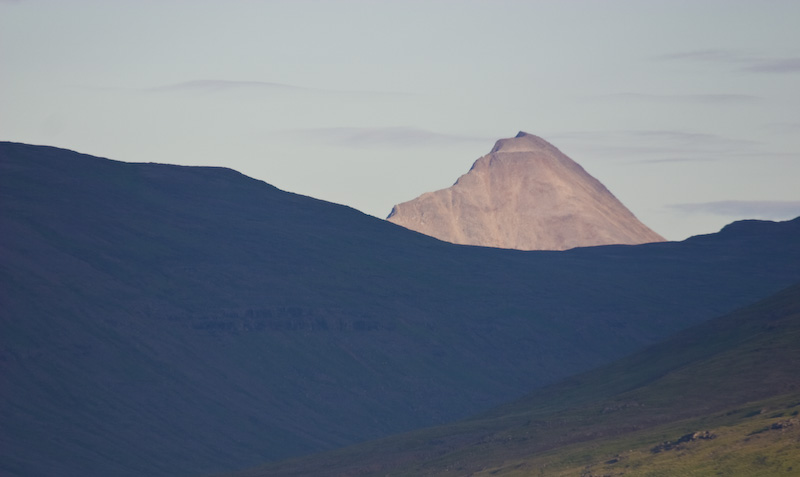 Sunlight On Peak In Rauðamelsheiði Range